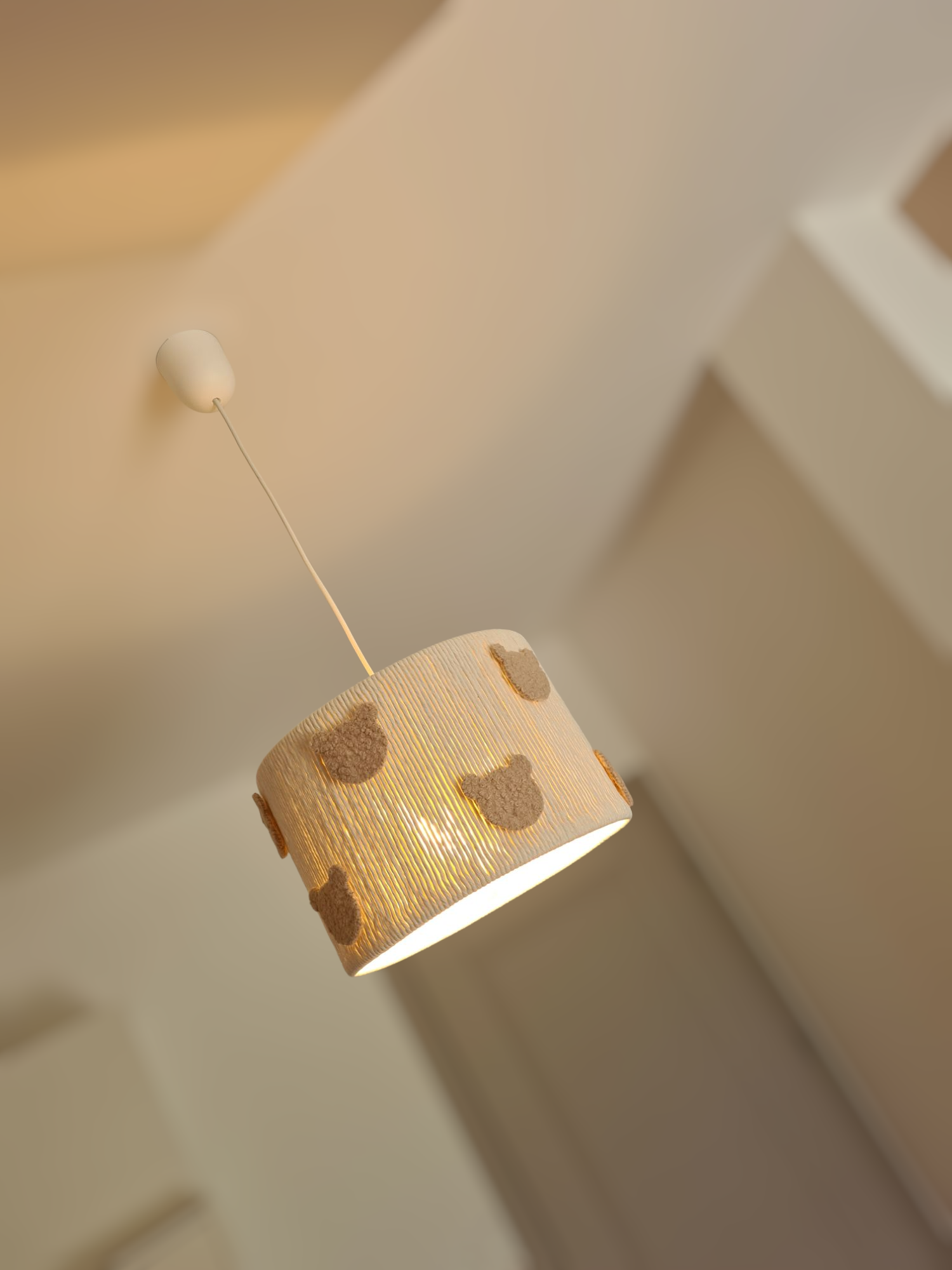 Lampa sufitowa boho Miś – beżowy klosz do pokoju dziecka - obrazek 3