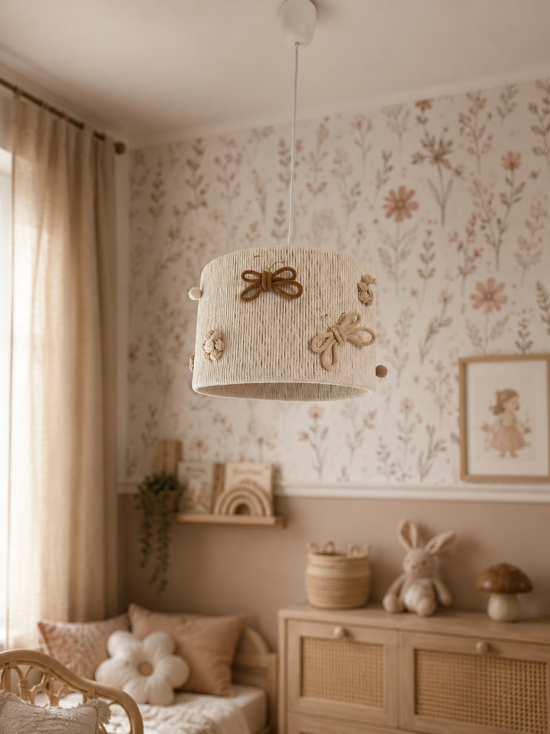 Lampa Wisząca Boho do Pokoju Dziecka | Motylki i Kwiaty - obrazek 6