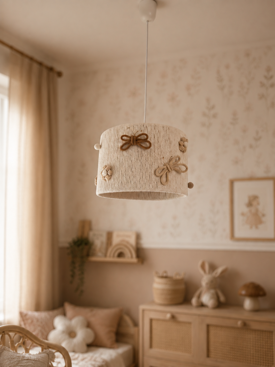 Lampa Wisząca Boho do Pokoju Dziecka | Motylki i Kwiaty - obrazek 3