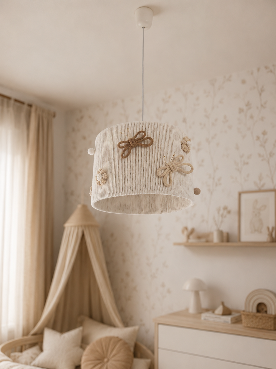 Lampa Wisząca Boho do Pokoju Dziecka | Motylki i Kwiaty
